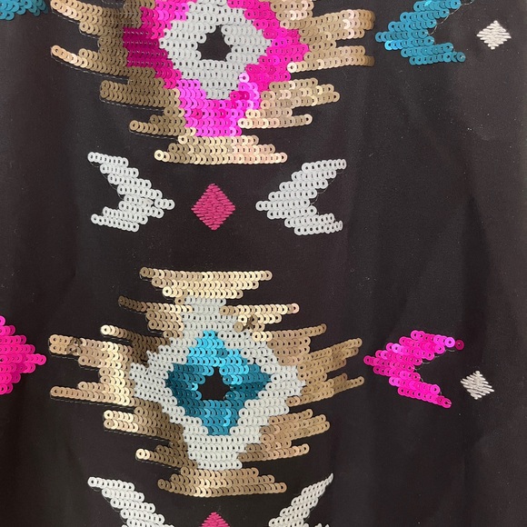 Rock & Republic Native Funk & Flash Sequins Black Tank Top Sleeveless Shirt S - Picture 3 of 10